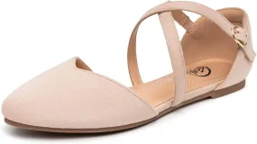 Trary Women's Flats, Black Wide Width Dress Shoes, Ankle Strap Closed Toe Ballet Flats