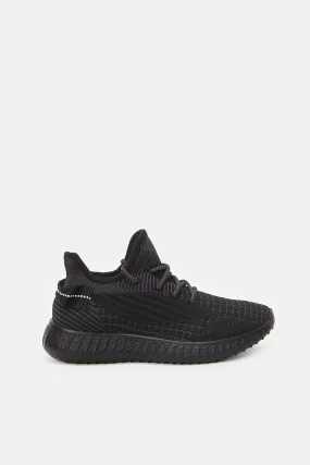 Women Black Fly Knit Sneakers