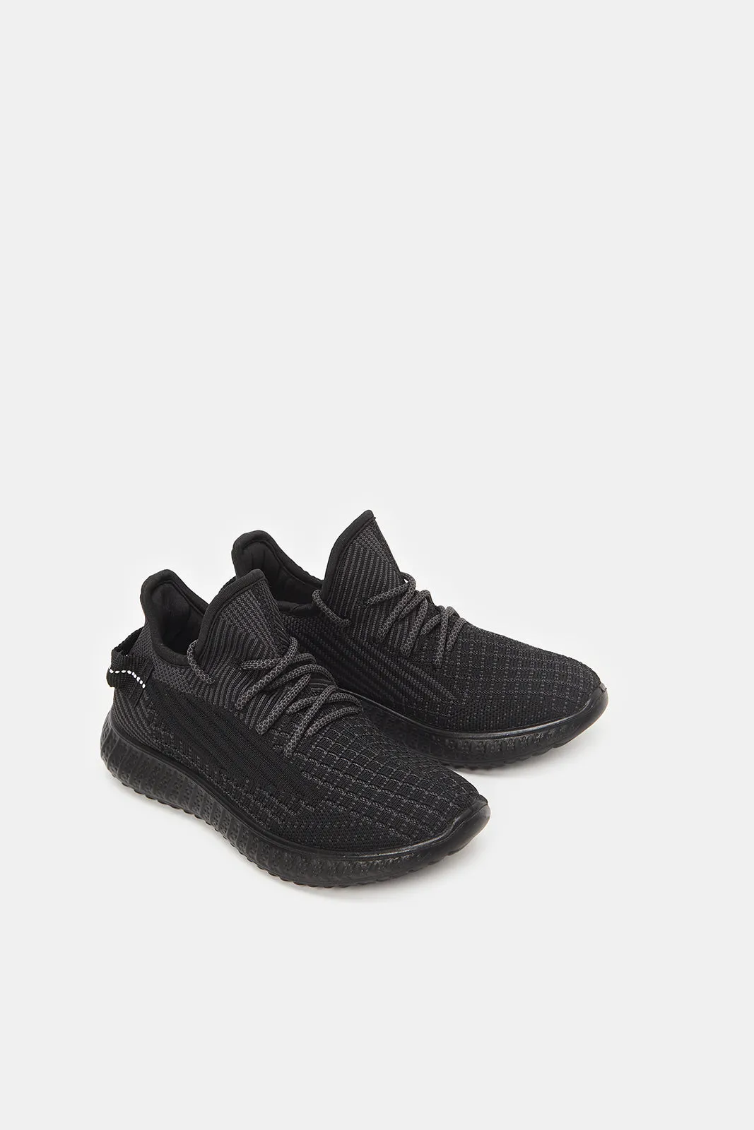 Women Black Fly Knit Sneakers