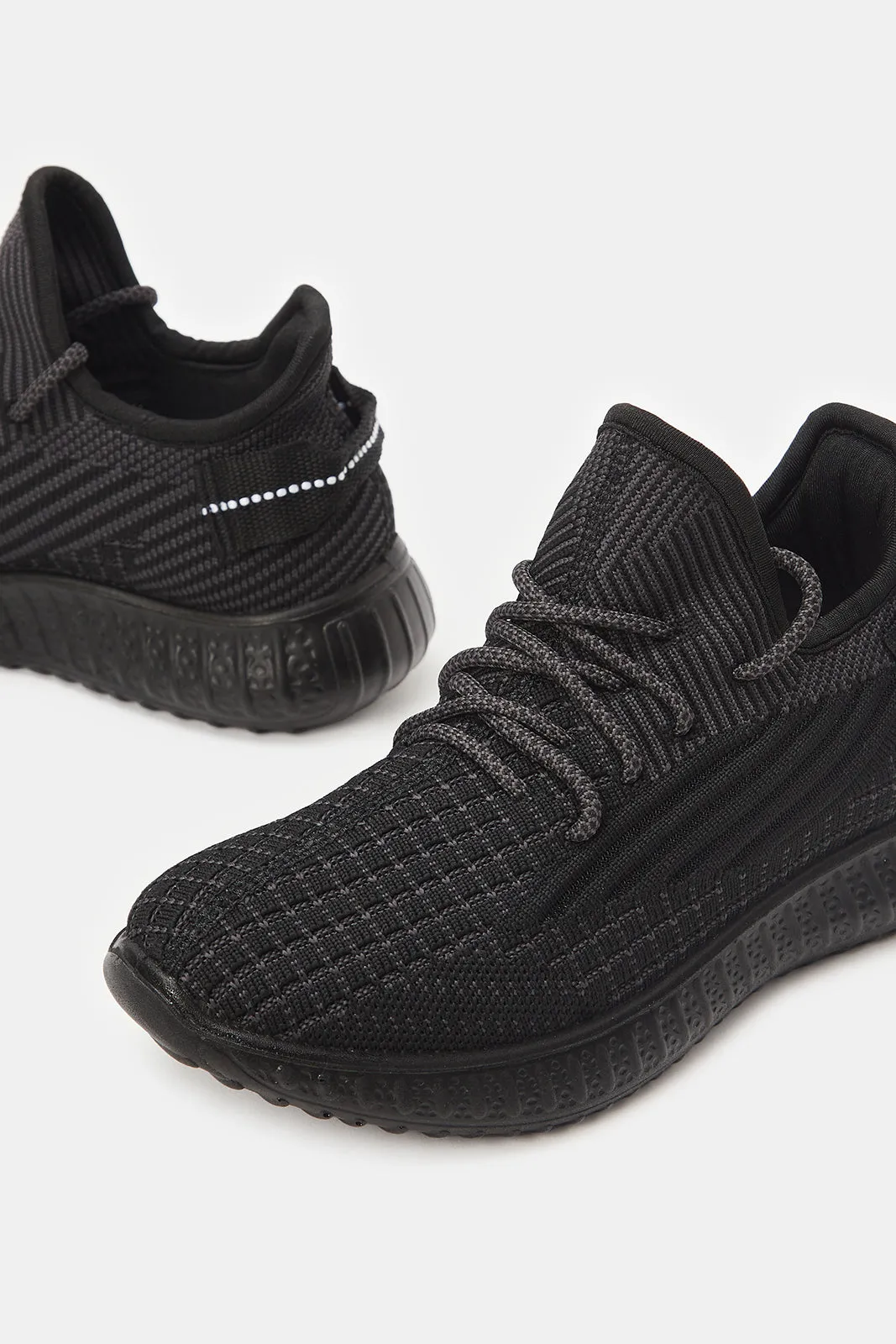 Women Black Fly Knit Sneakers
