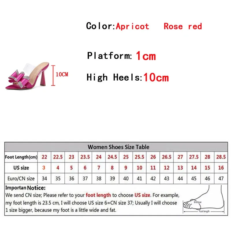 Women's 10cm bowknot Thin High Heel Mules