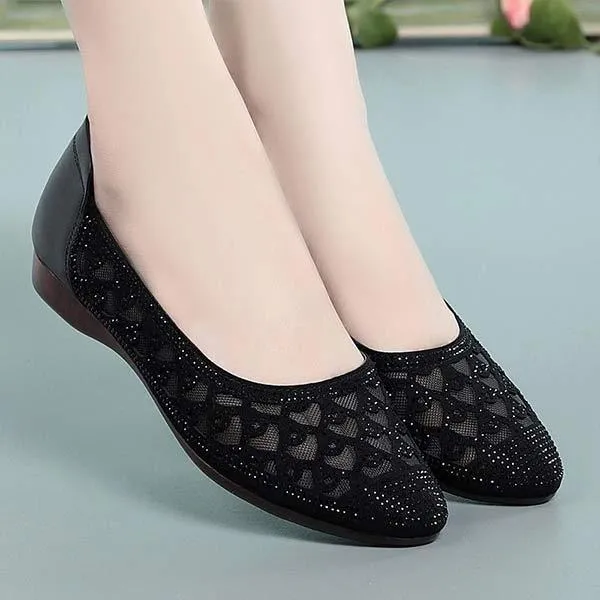 Women's Flat Pointed Toe Mesh Ballet Flats 03208932C
