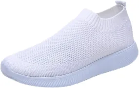 Women's Sneakers in White in Wide Width Gym Shoes Men Men's Casual Dress Sneakers Round Toe Slip On Casual Womens Loafers Comfortable Women's Fashion Sneakers