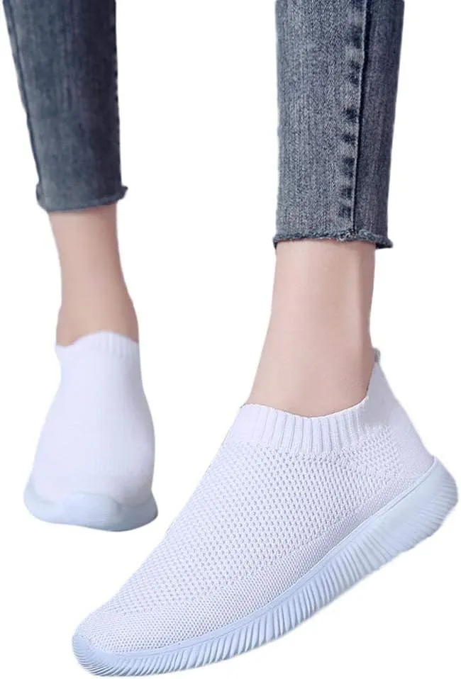 Women's Sneakers in White in Wide Width Gym Shoes Men Men's Casual Dress Sneakers Round Toe Slip On Casual Womens Loafers Comfortable Women's Fashion Sneakers