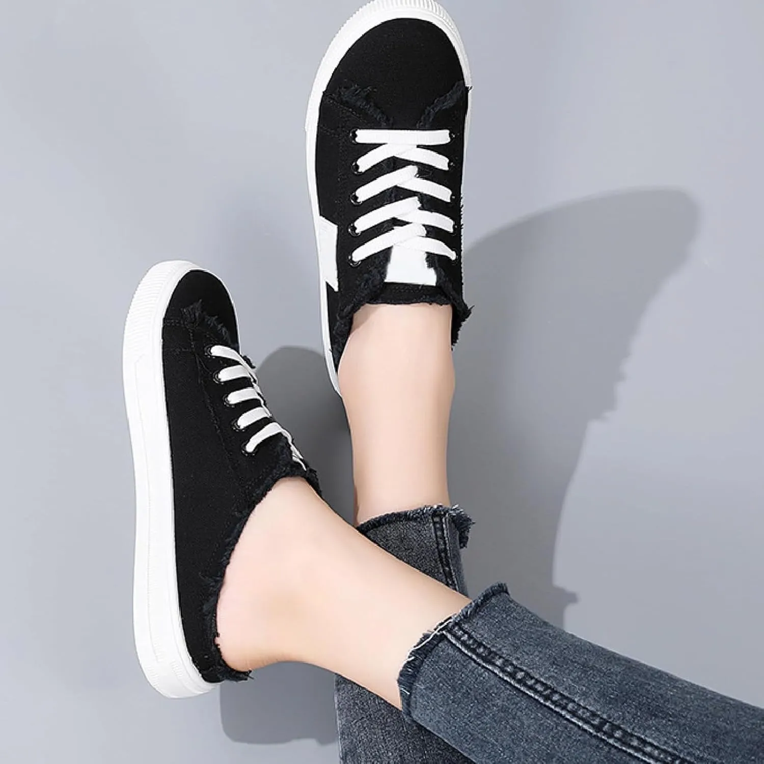 Women's White Canvas Shoes Casual Tennis Shoes Casual Sports Preppy Flat Sneakers Classic Comfortable Clipper Sneakers Low Top Walking Shoe